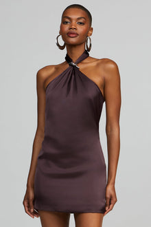 Halston | Layla Dress In Charmeuse | Chocolate