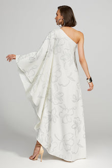 Halston | Nevean Caftain In Foil Crepe | Inked Floral