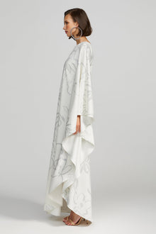 Halston | Nevean Caftain In Foil Crepe | Inked Floral