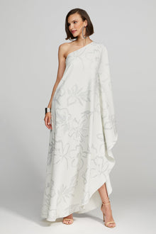 Halston | Nevean Caftain In Foil Crepe | Inked Floral
