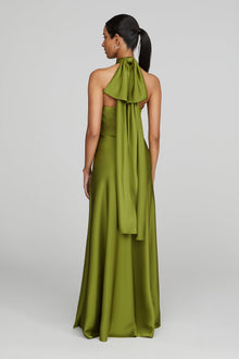 Halston | Wynn Gown In Charmeuse | Moss Green