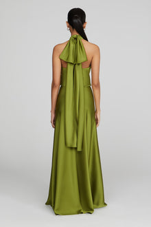 Halston | Wynn Gown In Charmeuse | Moss Green