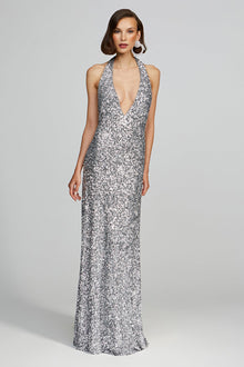 Halston | Ena Gown In Sequin | Silver