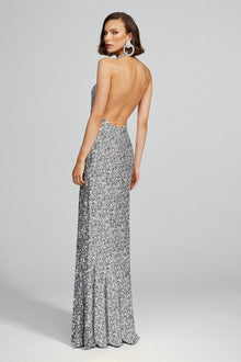 Halston | Ena Gown In Sequin | Silver