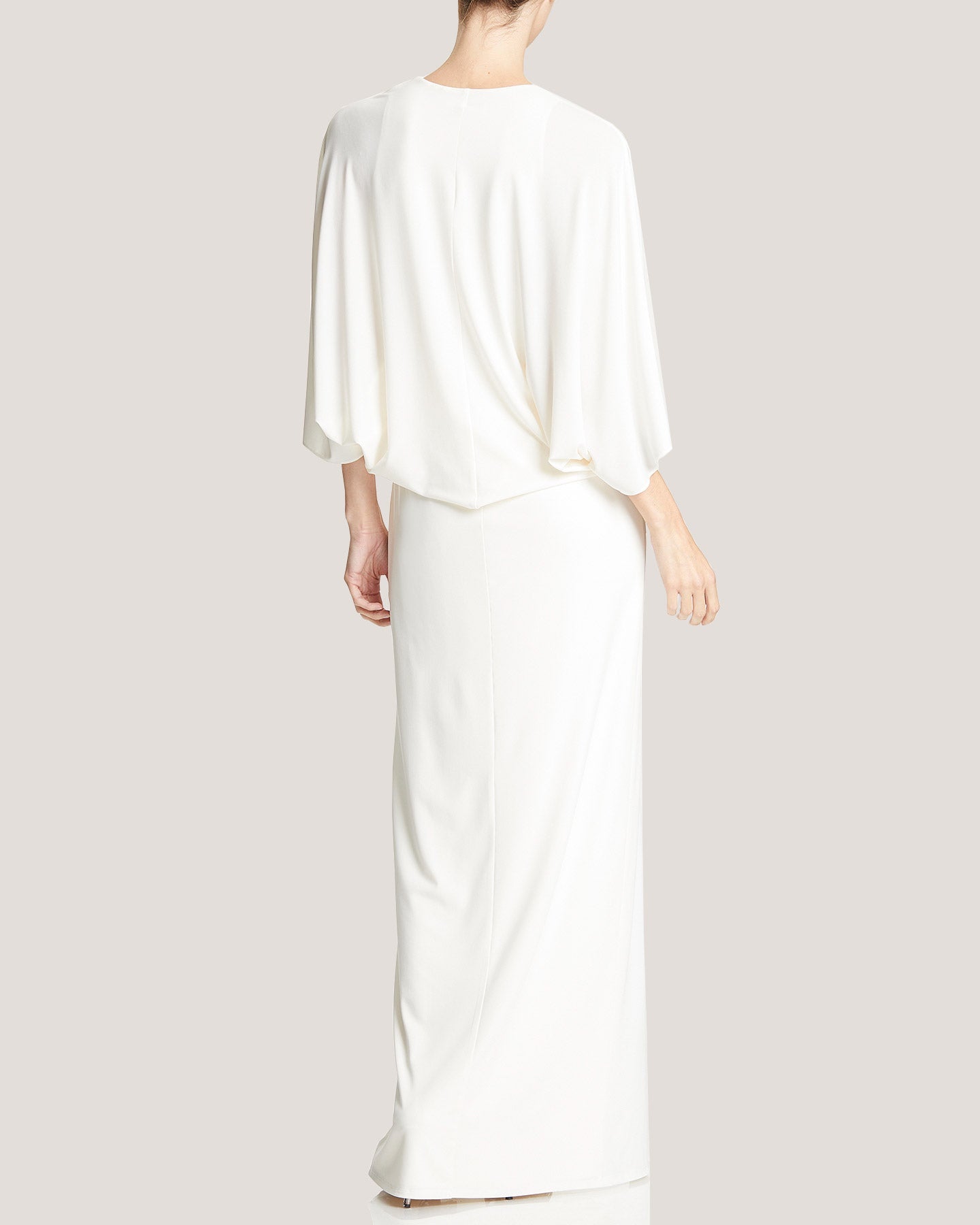 Halston | Low V-Neck Twist Waist Gown | Chalk