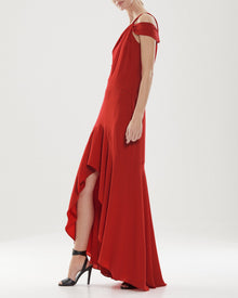 Halston | Leah Twist Hi-Lo Gown | Currant
