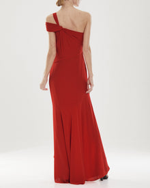 Halston | Leah Twist Hi-Lo Gown | Currant