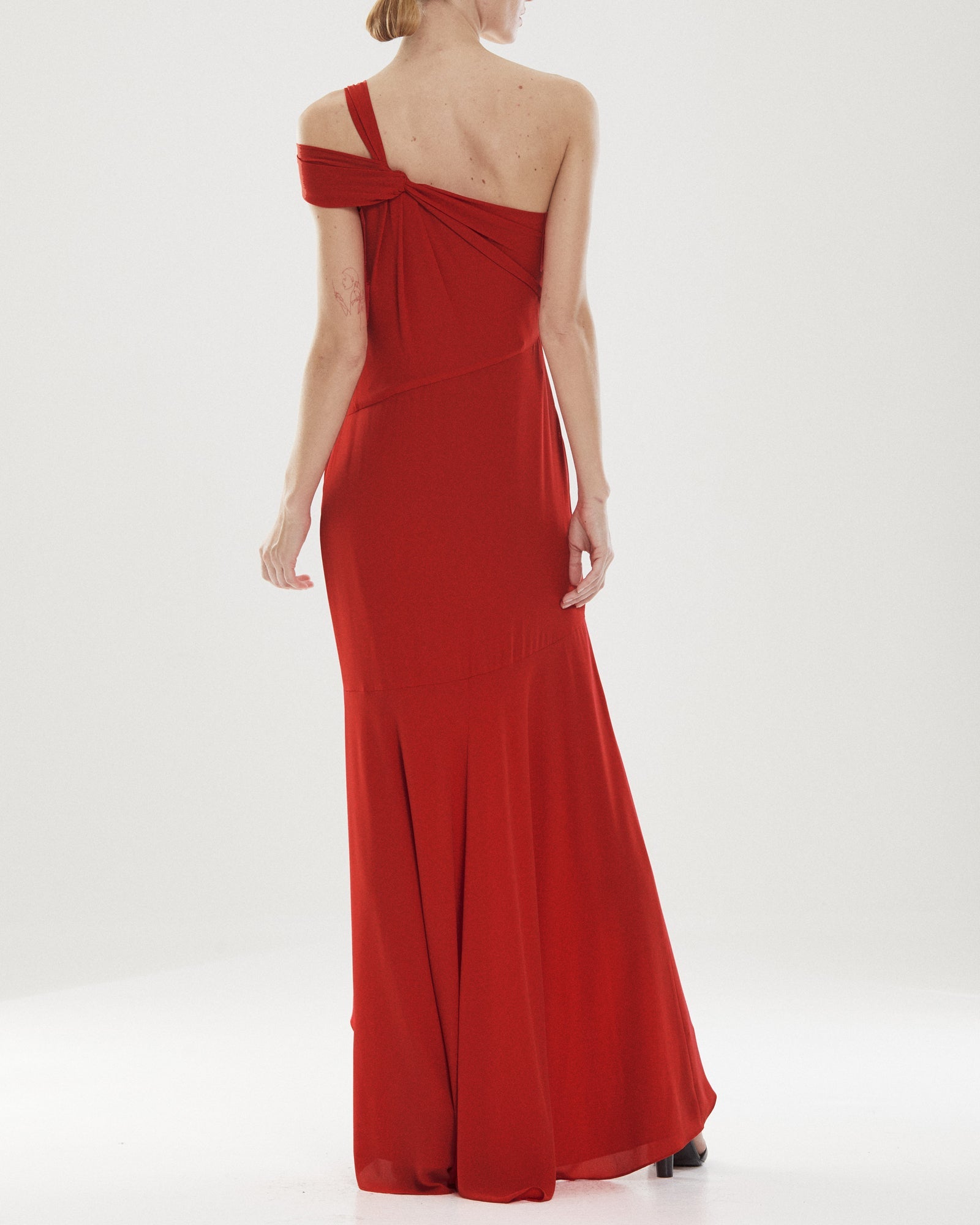 Halston | Leah Twist Hi-Lo Gown | Currant