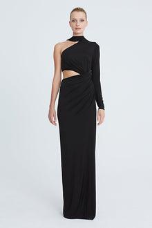 Halston | Joanna Jersey Asymmetric Gown | Black