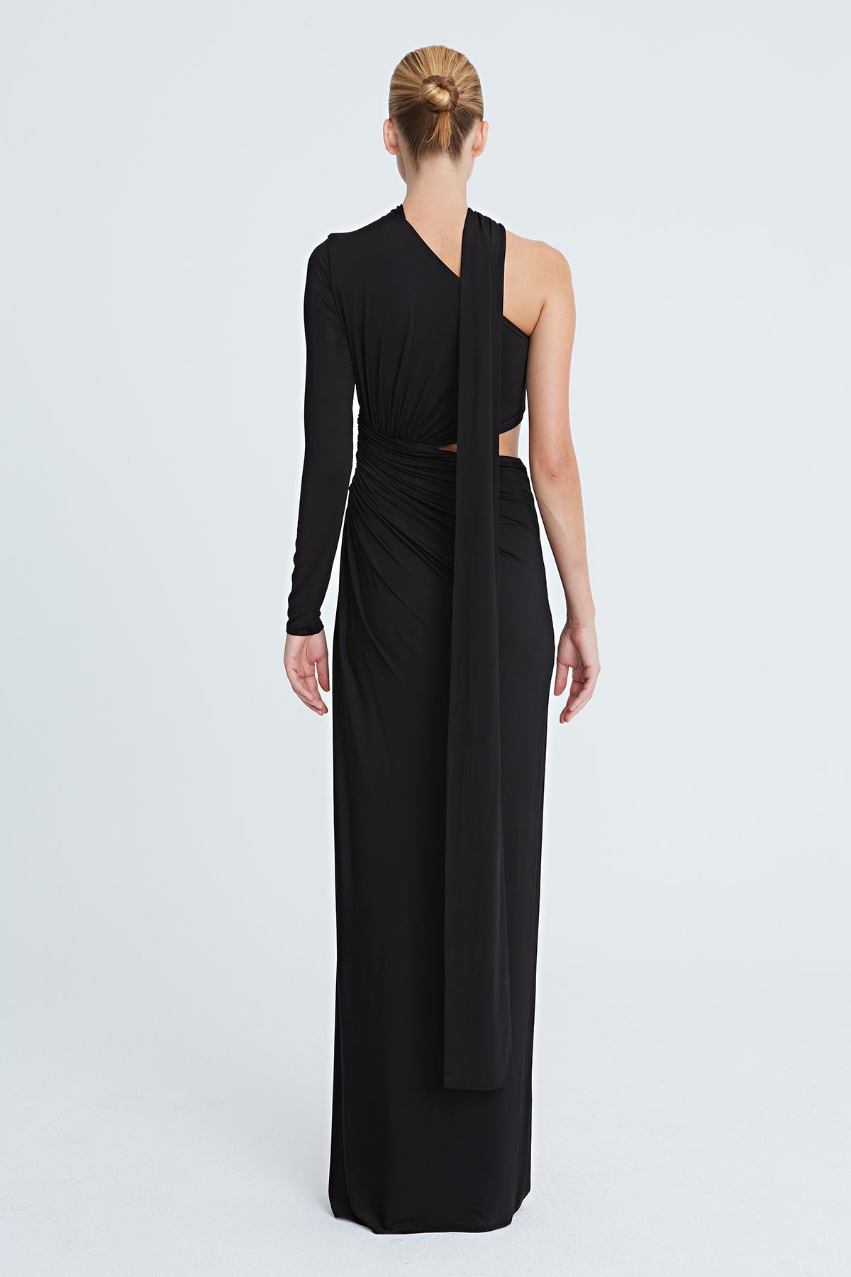 Halston | Joanna Jersey Asymmetric Gown | Black