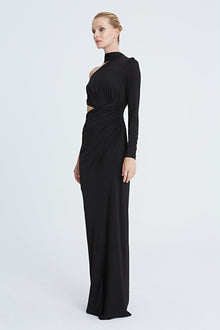 Halston | Joanna Jersey Asymmetric Gown | Black