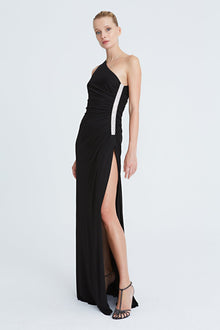 Halston | Amira Jersey Gown With Crystals | Black