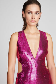 Halston | Natalia Gown In Sequins | Berry