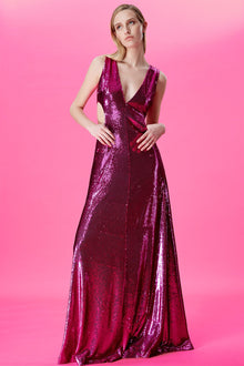 Halston | Natalia Gown In Sequins | Berry