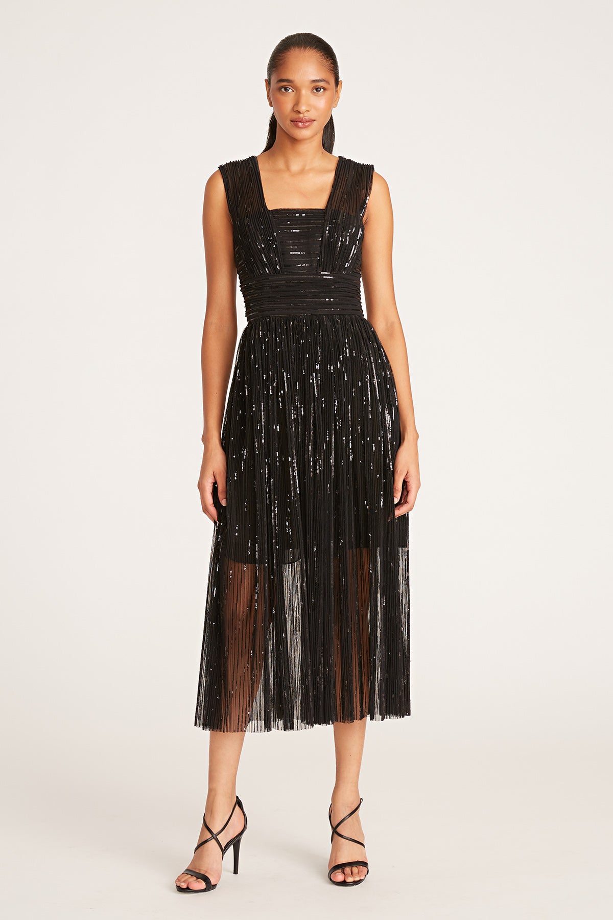 Halston | Liana Dress In Pleated Sequins | Black