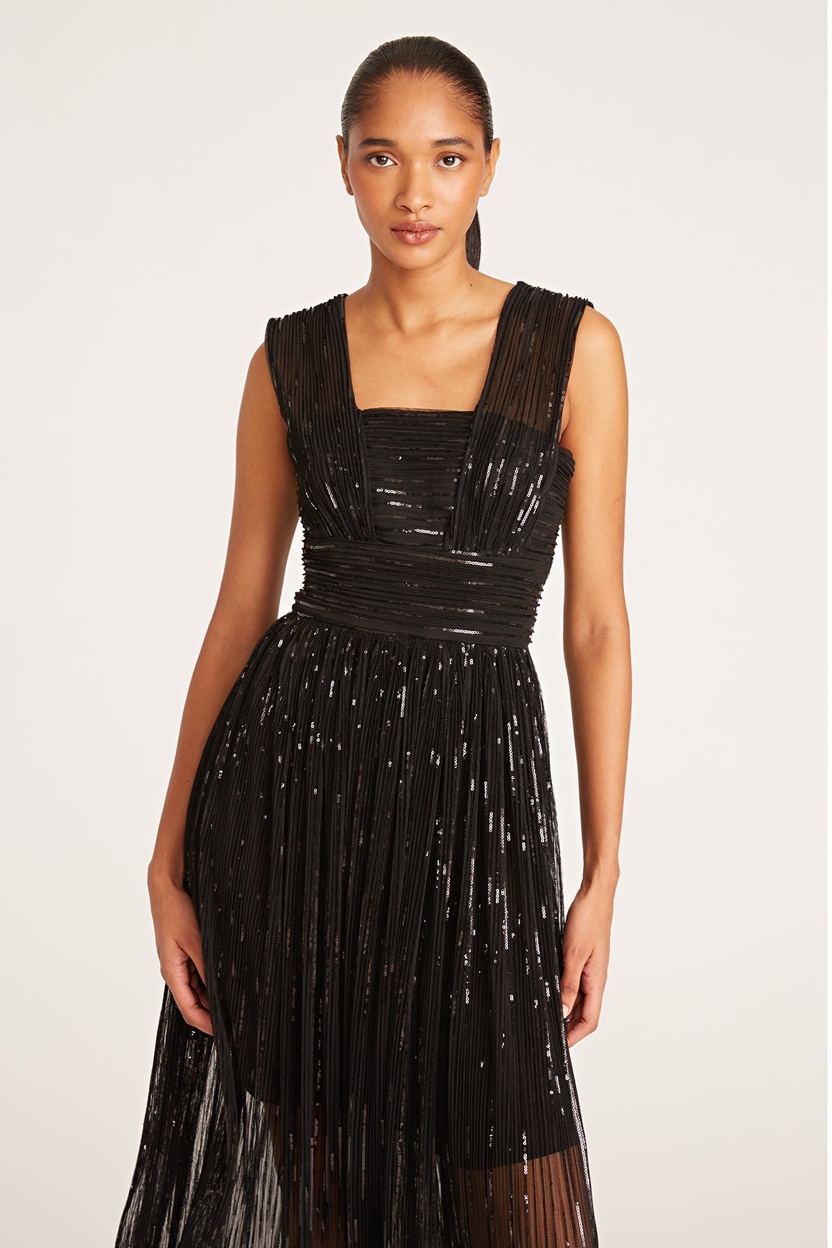 Halston | Liana Dress In Pleated Sequins | Black