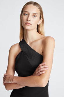 Halston | Julissa Dress In Crepe/Satin | Black