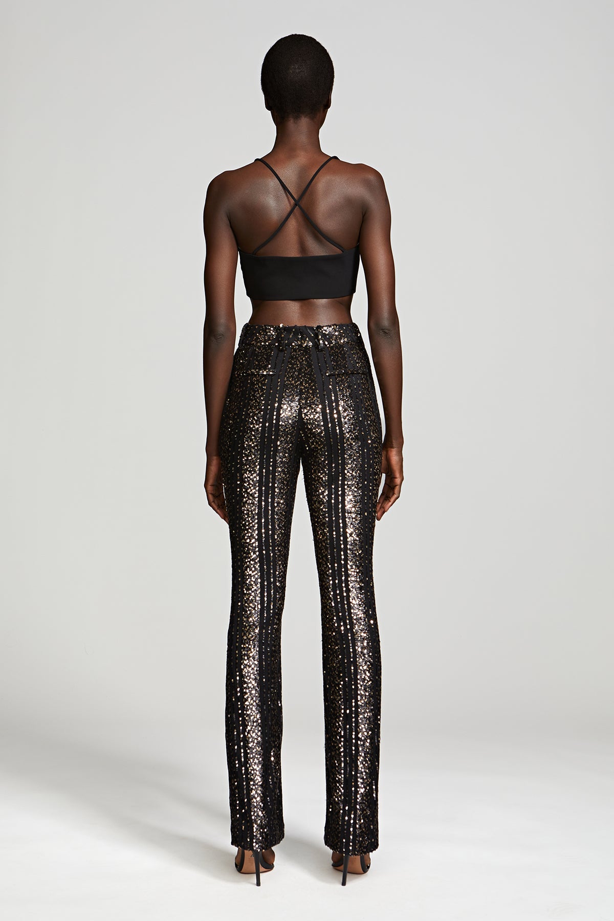 Halston | Elka Pants In Striped Sequin | Black