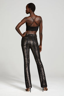 Halston | Elka Pants In Striped Sequin | Black