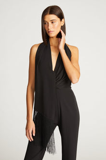 Halston | Tamra Jumpsuit In Fluid Crepe | Black