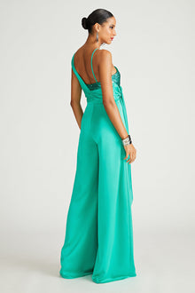 Halston | Khi Jumpsuit In Satin & Sequin | Vivid Green