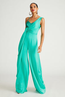Halston | Khi Jumpsuit In Satin & Sequin | Vivid Green