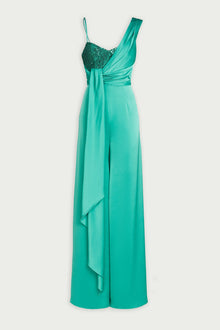 Halston | Khi Jumpsuit In Satin & Sequin | Vivid Green