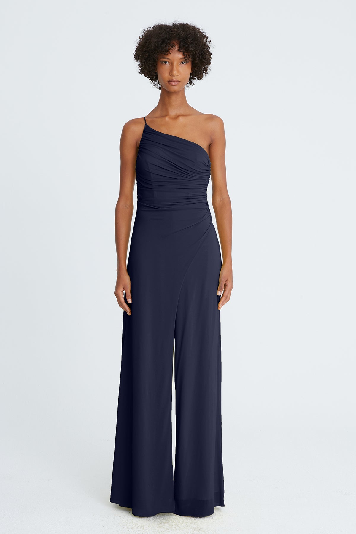 Halston | Camryn Jersey Overlay Jumpsuit | Navy