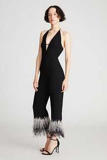 Halston | Kaitlyn Jumpsuit In Moss Crepe | Black