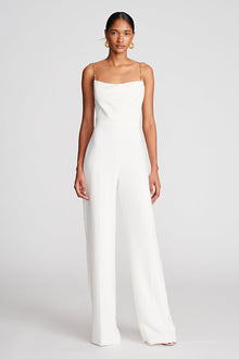 Halston | Brea Jumpsuit In Stretch Crepe | Chalk