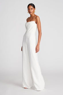 Halston | Brea Jumpsuit In Stretch Crepe | Chalk