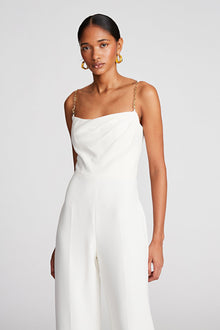 Halston | Brea Jumpsuit In Stretch Crepe | Chalk