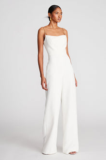 Halston | Brea Jumpsuit In Stretch Crepe | Chalk