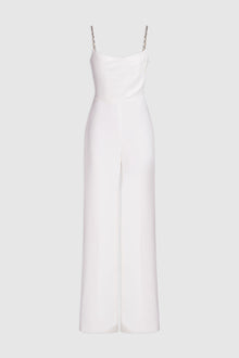 Halston | Brea Jumpsuit In Stretch Crepe | Chalk