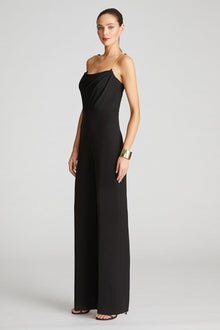 Halston | Brea Jumpsuit In Stretch Crepe | Black