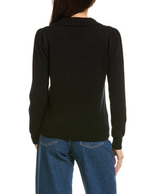 The Cashmere Project | Womens | Puff Sleeve Lady 100% Cashmere Polo Sweater | Black