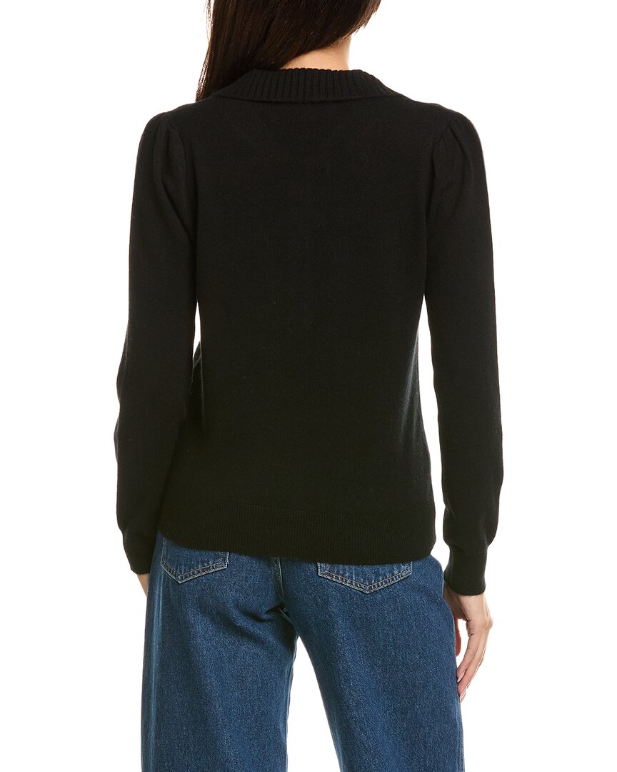 The Cashmere Project | Womens | Puff Sleeve Lady 100% Cashmere Polo Sweater | Black