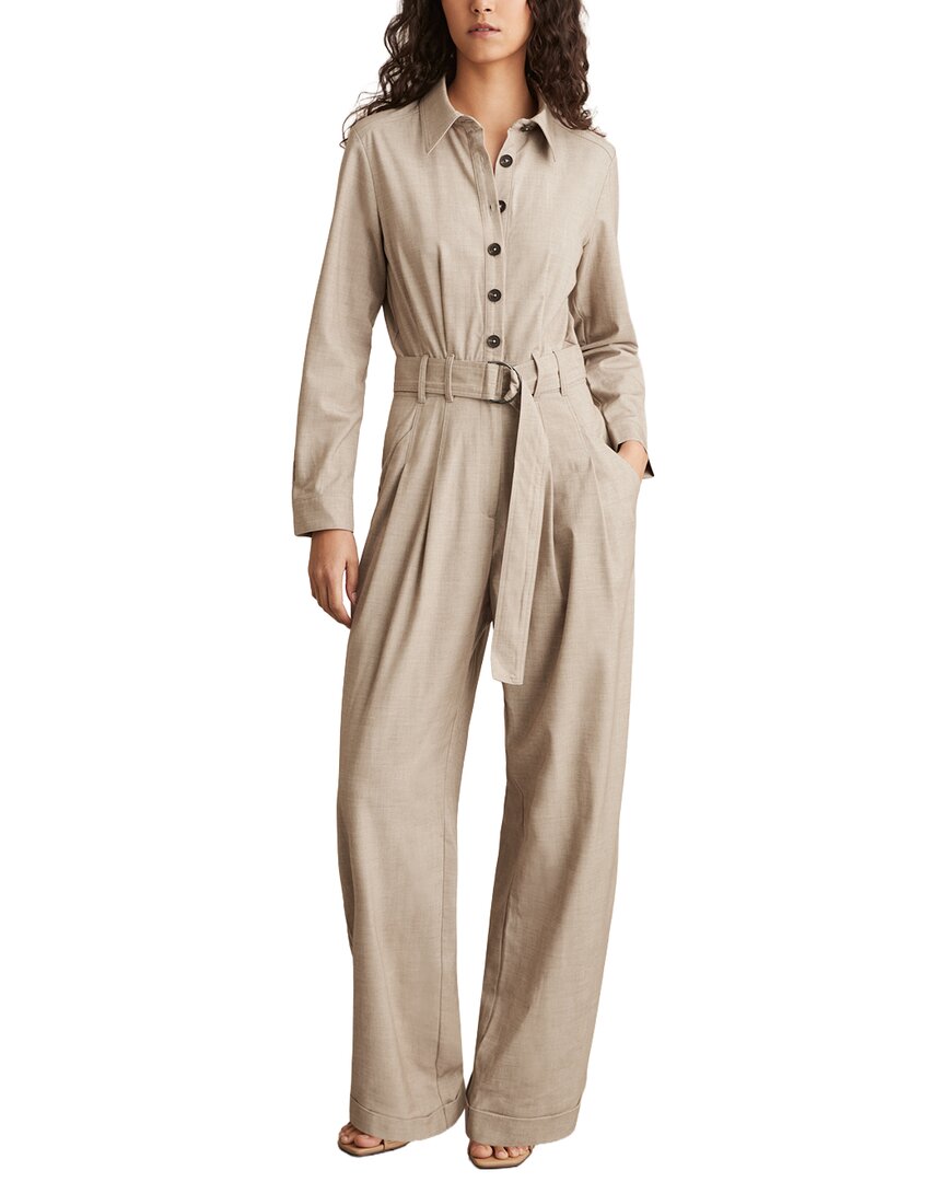Reiss | Womens | Abigail Wool-Blend Tailored Jumpsuit | Brown