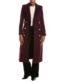 L'AGENCE | Womens | Irene Wool-Blend Military Long Coat | Red