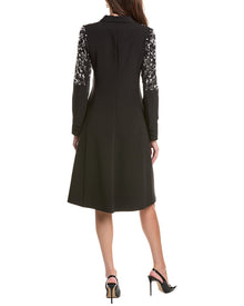 Teri Jon by Rickie Freeman | Womens | Crepe Pearl Floral Applique Blazer Dress | Black
