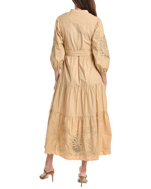 Teri Jon by Rickie Freeman | Womens | Embroidered Full Sleeve Tiered Dress | Brown