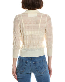 MOTHER | Womens | The Crop Raquette Wool Top | White
