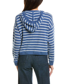 The Cashmere Project | Womens | Striped 100% Cashmere Hoodie | Blue