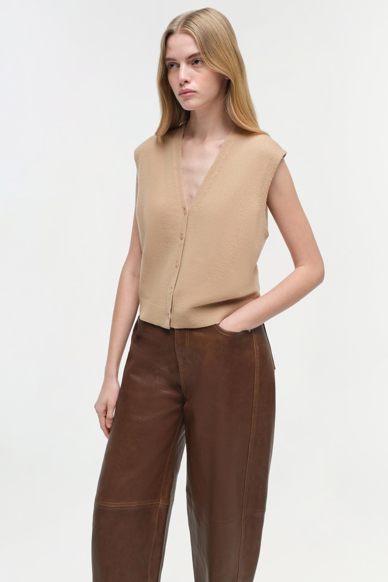 Womens | Rozzi Cashmere Vest | Taupe