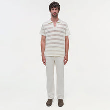Mens | Calvin Striped Mesh Polo | Ivory