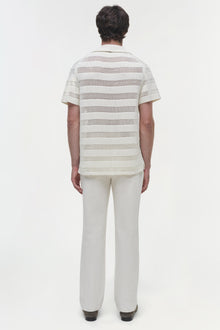 Mens | Calvin Striped Mesh Polo | Ivory