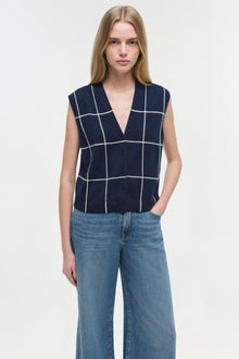 Womens | Rozzi Cashmere Vest | Midnight Plaid