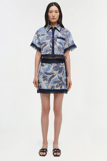 Womens | Topanga Linen Shirt | Blue Hydrangea Floral