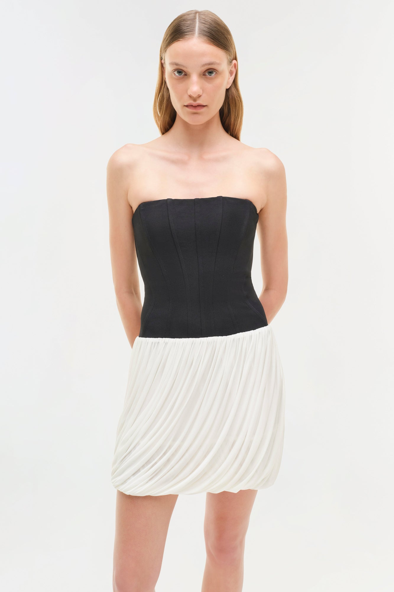 Womens | Josie Strapless Mini Dress | Black Multi