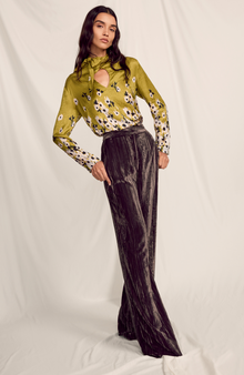 Crinkled Velvet Ruthie Pant | Mink